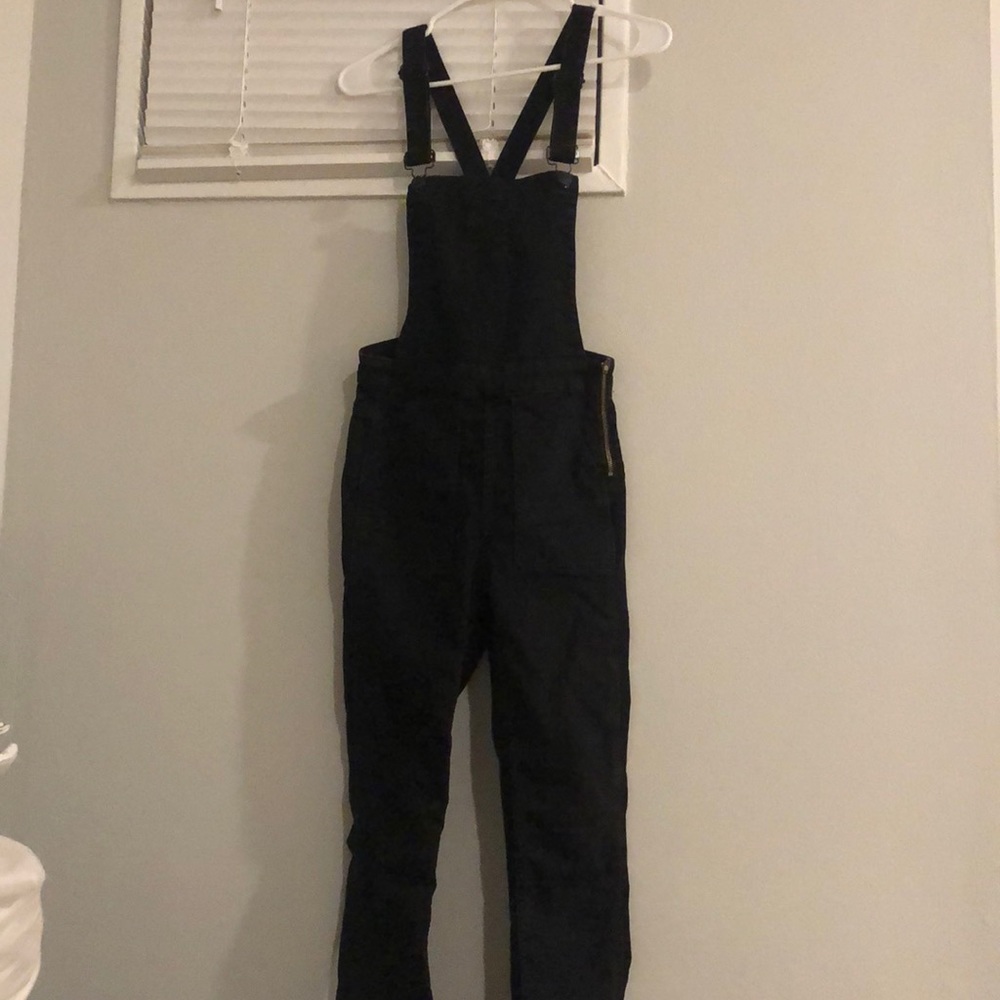 Madewell skinny lunar black denim overalls
